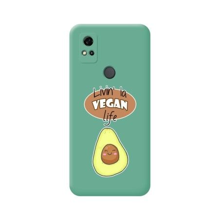 Funda Silicona Líquida Verde para ZTE Blade A31 diseño Vegan Life Dibujos