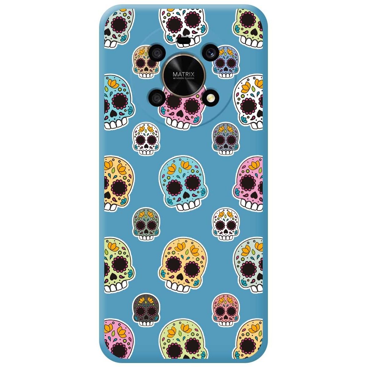 Funda Silicona Líquida Azul para Huawei Honor Magic 4 Lite diseño Catrina Dibujos