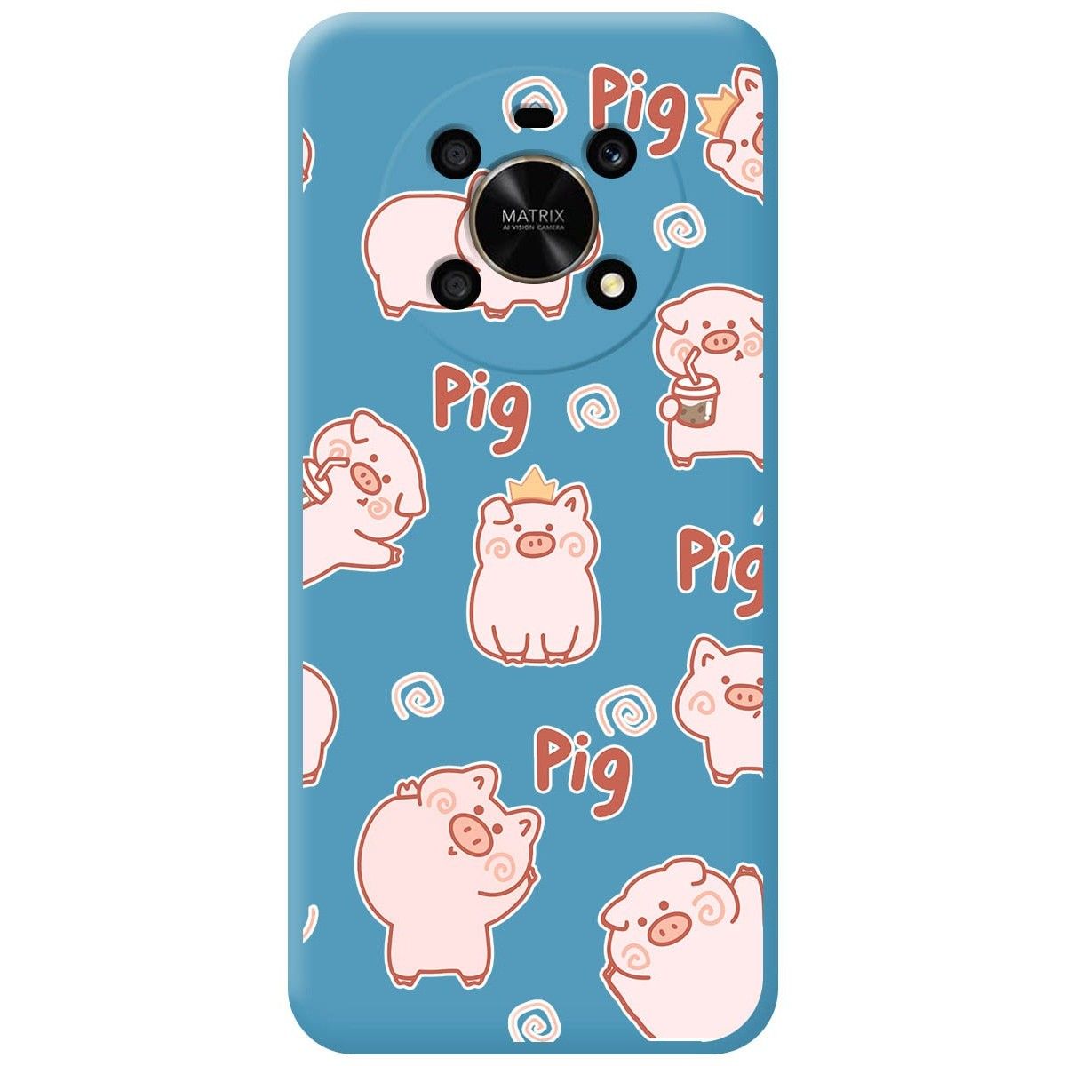 Funda Silicona Líquida Azul para Huawei Honor Magic 4 Lite diseño Cerdos Dibujos