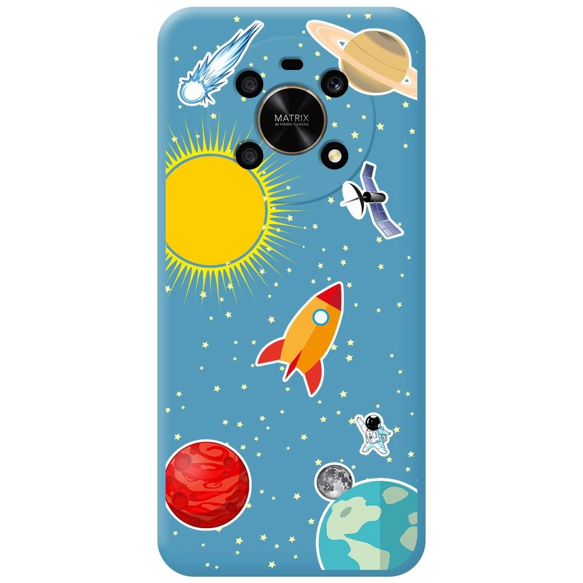 Funda Silicona Líquida Azul para Huawei Honor Magic 4 Lite diseño Espacio Dibujos