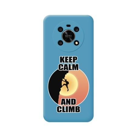 Funda Silicona Líquida Azul para Huawei Honor Magic 4 Lite diseño Hombre Escalada Dibujos