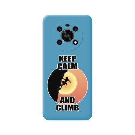 Funda Silicona Líquida Azul para Huawei Honor Magic 4 Lite diseño Mujer Escalada Dibujos