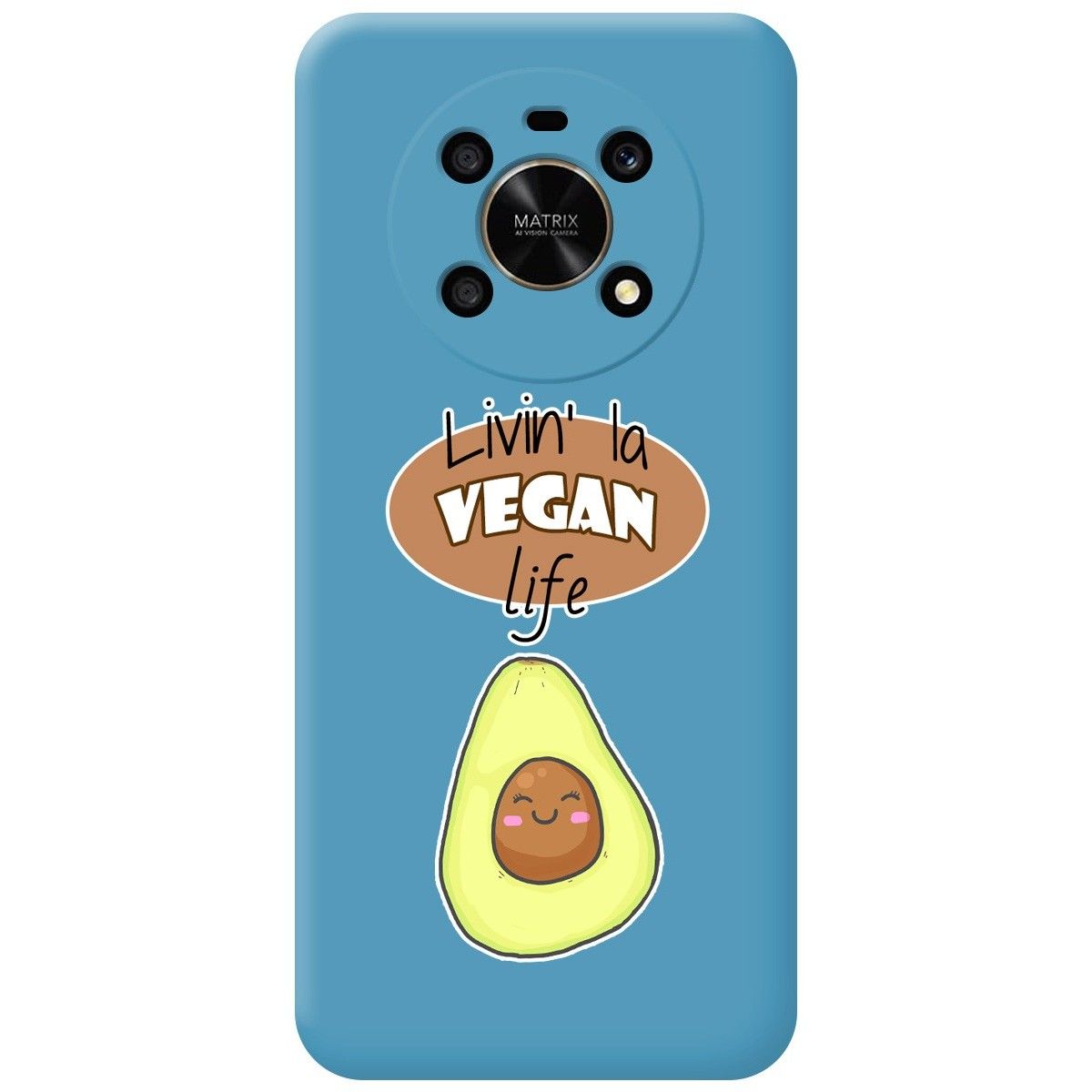 Funda Silicona Líquida Azul para Huawei Honor Magic 4 Lite diseño Vegan Life Dibujos