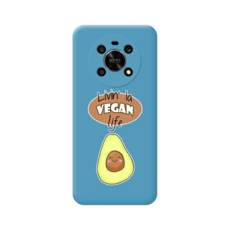 Funda Silicona Líquida Azul para Huawei Honor Magic 4 Lite diseño Vegan Life Dibujos