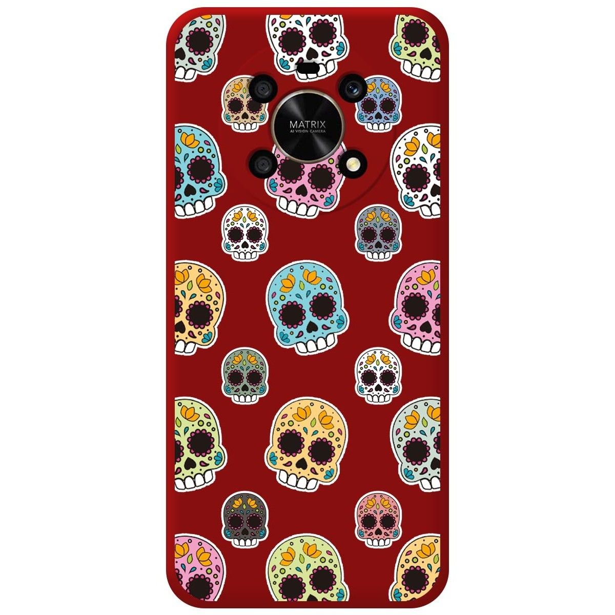 Funda Silicona Líquida Roja para Huawei Honor Magic 4 Lite diseño Catrina Dibujos