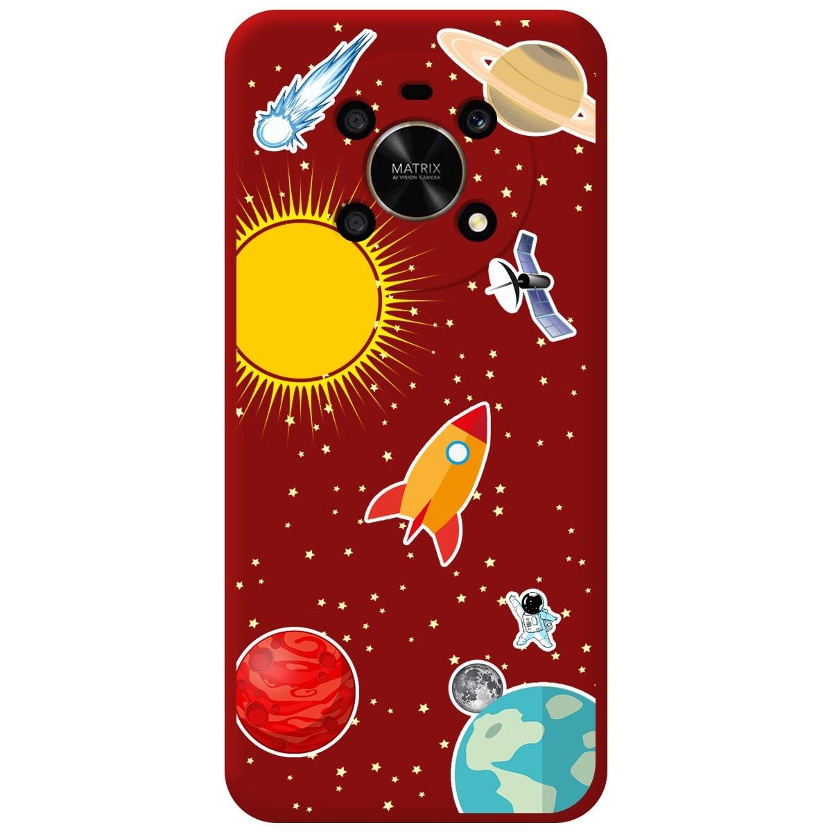 Funda Silicona Líquida Roja para Huawei Honor Magic 4 Lite diseño Espacio Dibujos