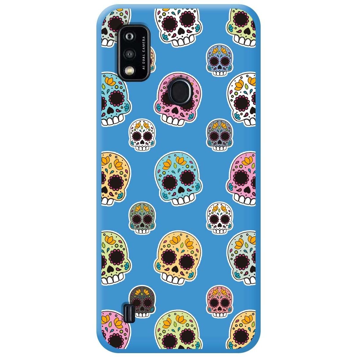 Funda Silicona Líquida Azul para ZTE Blade A51 diseño Catrina Dibujos