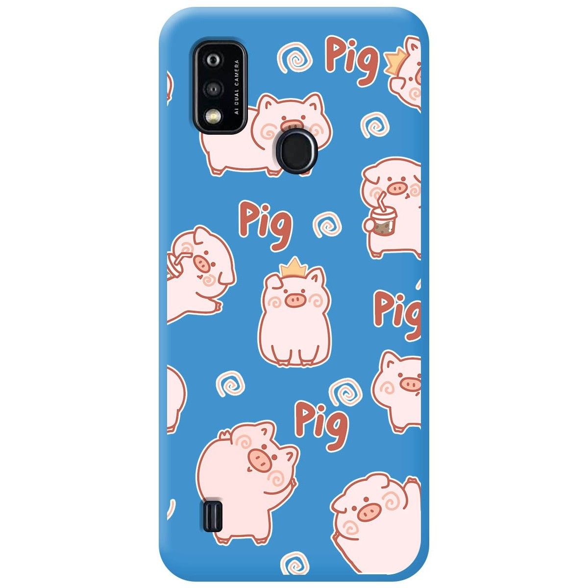 Funda Silicona Líquida Azul para ZTE Blade A51 diseño Cerdos Dibujos