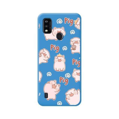 Funda Silicona Líquida Azul para ZTE Blade A51 diseño Cerdos Dibujos