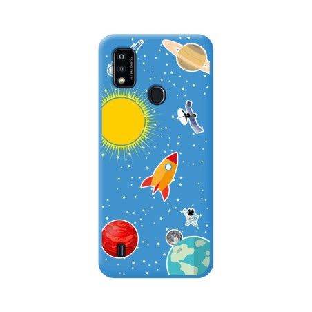 Funda Silicona Líquida Azul para ZTE Blade A51 diseño Espacio Dibujos