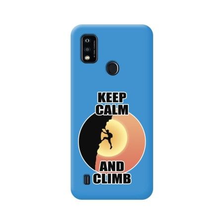 Funda Silicona Líquida Azul para ZTE Blade A51 diseño Hombre Escalada Dibujos