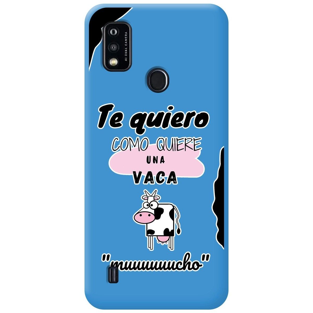 Funda Silicona Líquida Azul para ZTE Blade A51 diseño Vaca Dibujos
