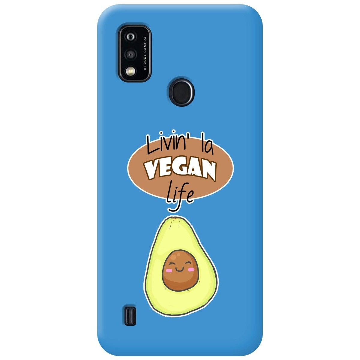 Funda Silicona Líquida Azul para ZTE Blade A51 diseño Vegan Life Dibujos