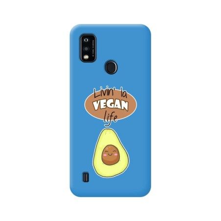 Funda Silicona Líquida Azul para ZTE Blade A51 diseño Vegan Life Dibujos