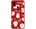 Funda Silicona Líquida Roja para ZTE Blade A51 diseño Cerdos Dibujos