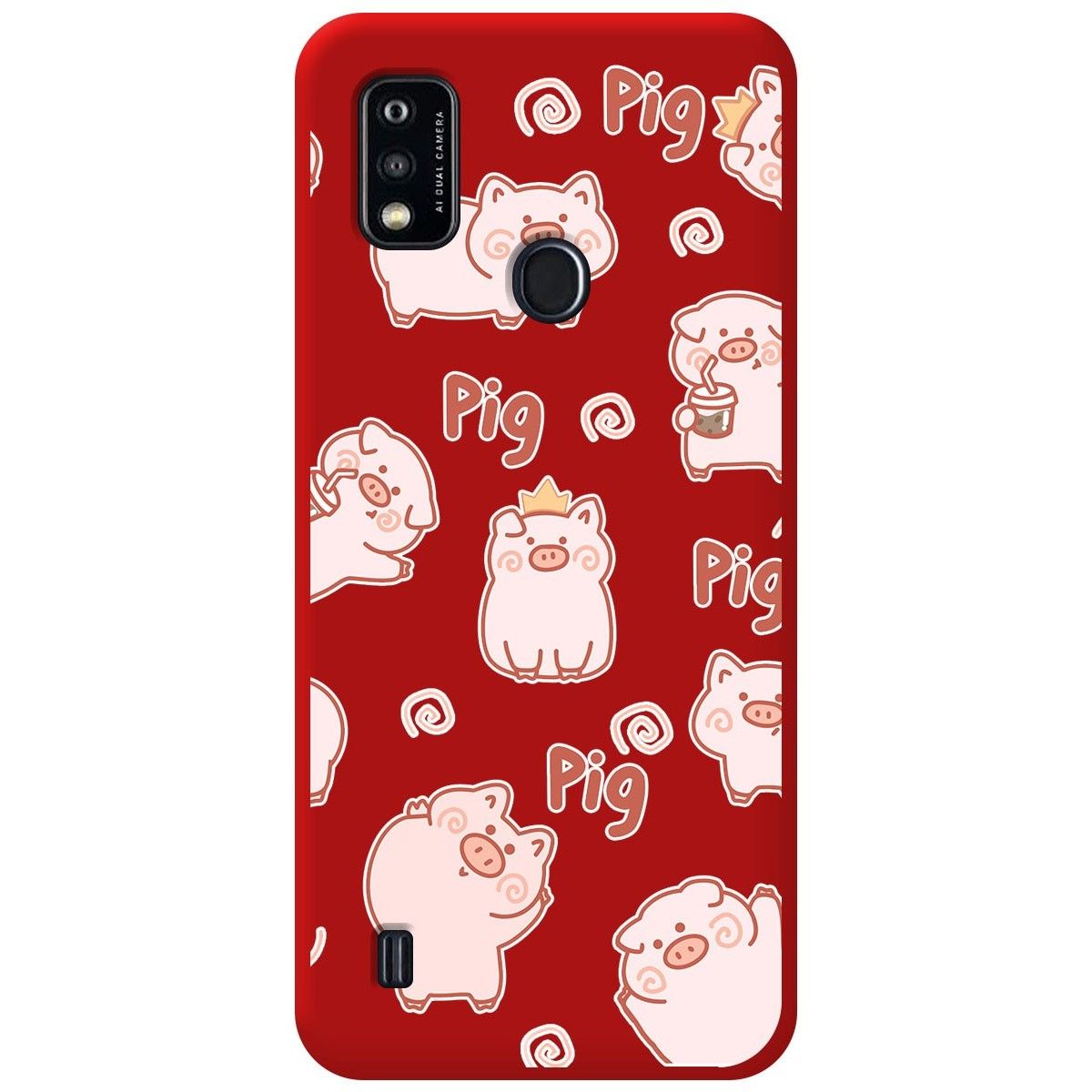 Funda Silicona Líquida Roja para ZTE Blade A51 diseño Cerdos Dibujos