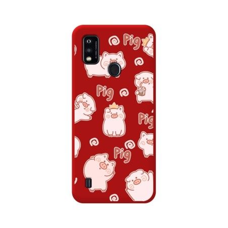 Funda Silicona Líquida Roja para ZTE Blade A51 diseño Cerdos Dibujos
