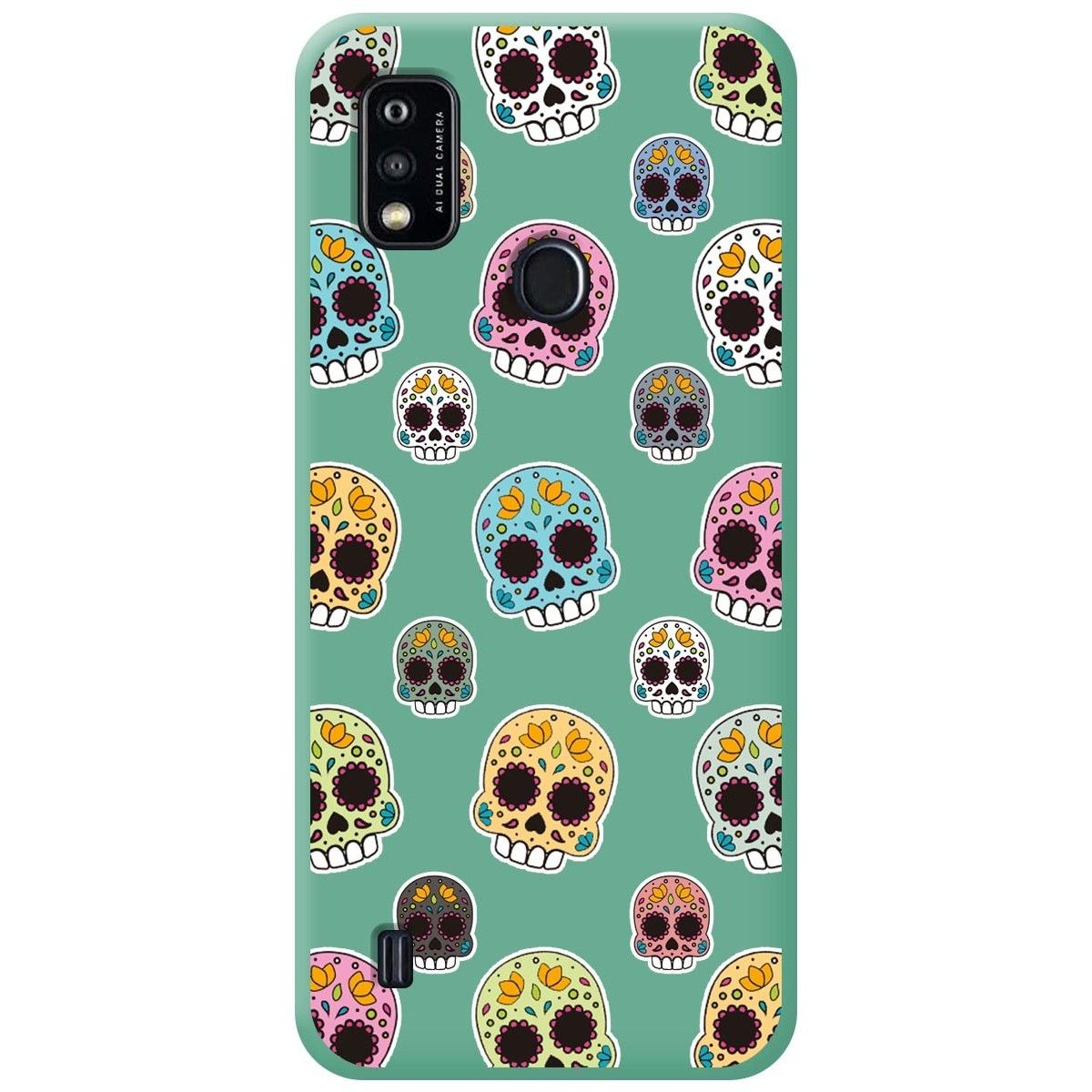 Funda Silicona Líquida Verde para ZTE Blade A51 diseño Catrina Dibujos