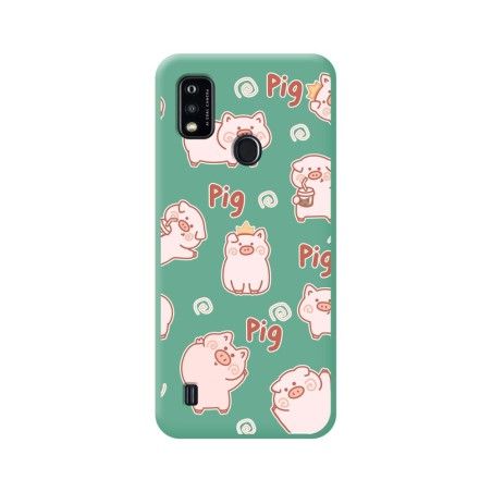 Funda Silicona Líquida Verde para ZTE Blade A51 diseño Cerdos Dibujos