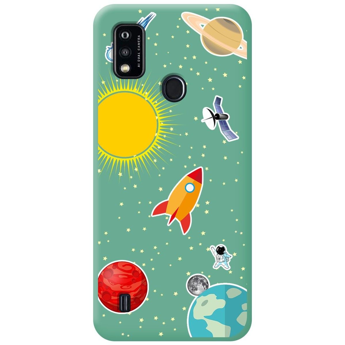 Funda Silicona Líquida Verde para ZTE Blade A51 diseño Espacio Dibujos