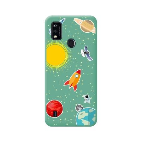 Funda Silicona Líquida Verde para ZTE Blade A51 diseño Espacio Dibujos