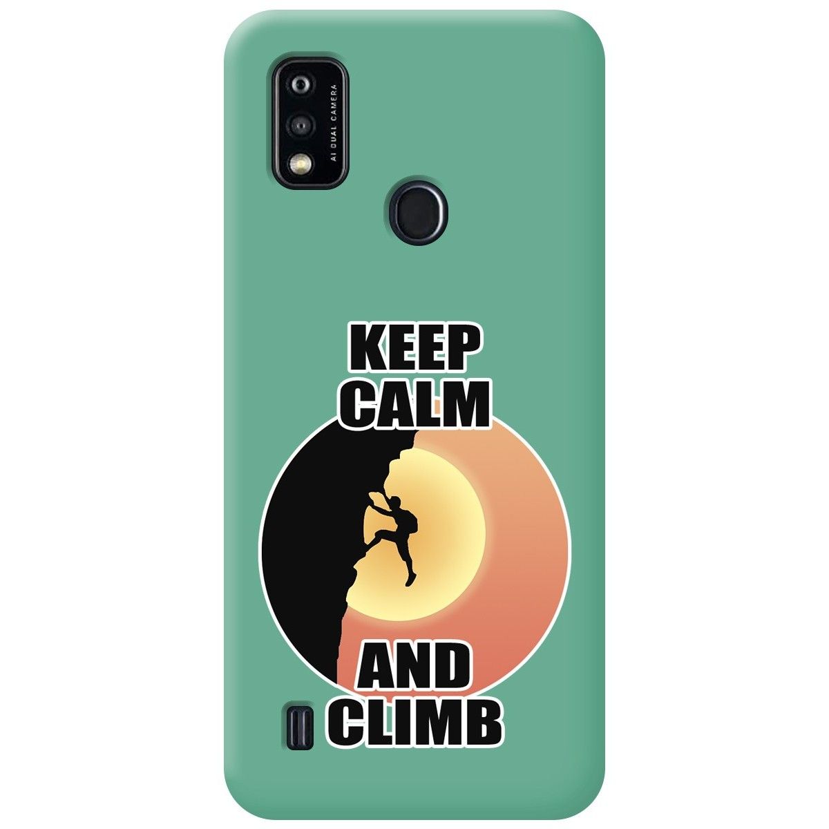 Funda Silicona Líquida Verde para ZTE Blade A51 diseño Hombre Escalada Dibujos