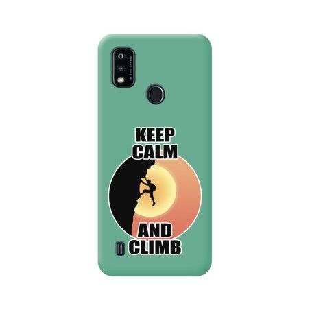 Funda Silicona Líquida Verde para ZTE Blade A51 diseño Hombre Escalada Dibujos