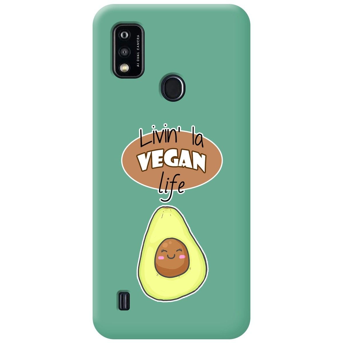 Funda Silicona Líquida Verde para ZTE Blade A51 diseño Vegan Life Dibujos