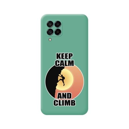 Funda Silicona Líquida Verde para Samsung Galaxy M53 5G diseño Hombre Escalada Dibujos