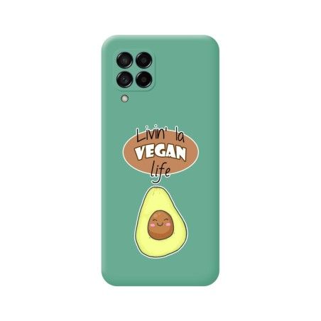 Funda Silicona Líquida Verde para Samsung Galaxy M53 5G diseño Vegan Life Dibujos
