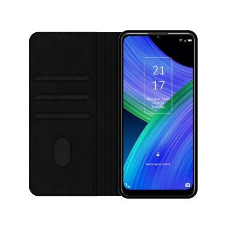 Funda Polipiel con Tarjetero para TCL 20 R 5G Color Negra