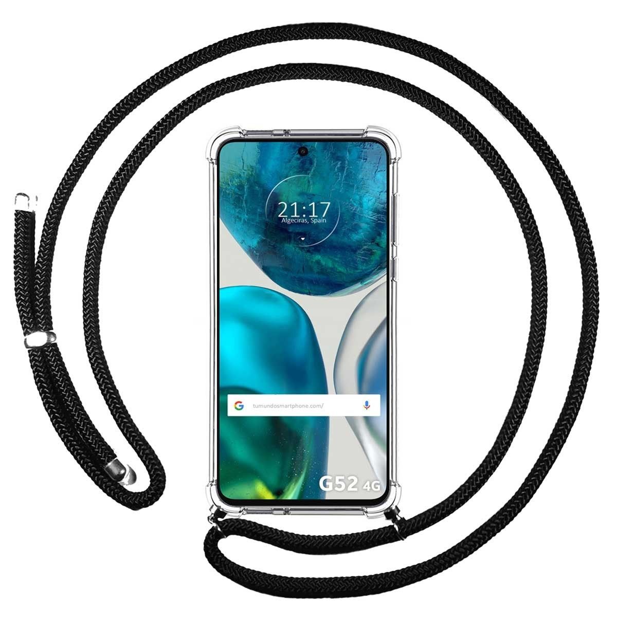 Funda Colgante Transparente para Motorola Moto G52 4G con Cordon Negro