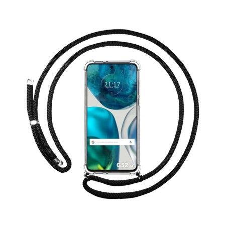 Funda Colgante Transparente para Motorola Moto G52 4G con Cordon Negro
