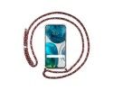 Funda Colgante Transparente para Motorola Moto G52 4G con Cordon Rosa / Dorado