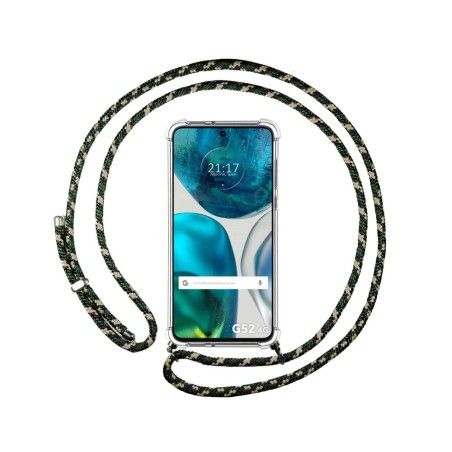 Funda Colgante Transparente para Motorola Moto G52 4G con Cordon Verde / Dorado