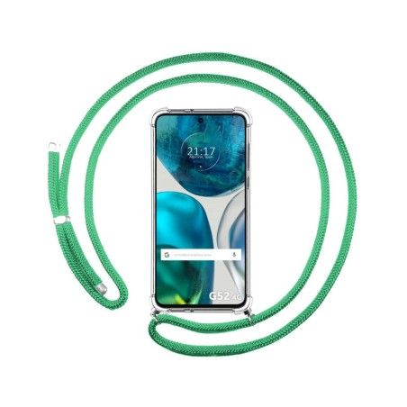 Funda Colgante Transparente para Motorola Moto G52 4G con Cordon Verde Agua