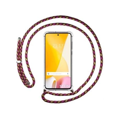 Funda Colgante Transparente para Xiaomi 12 Lite 5G con Cordon Rosa / Dorado