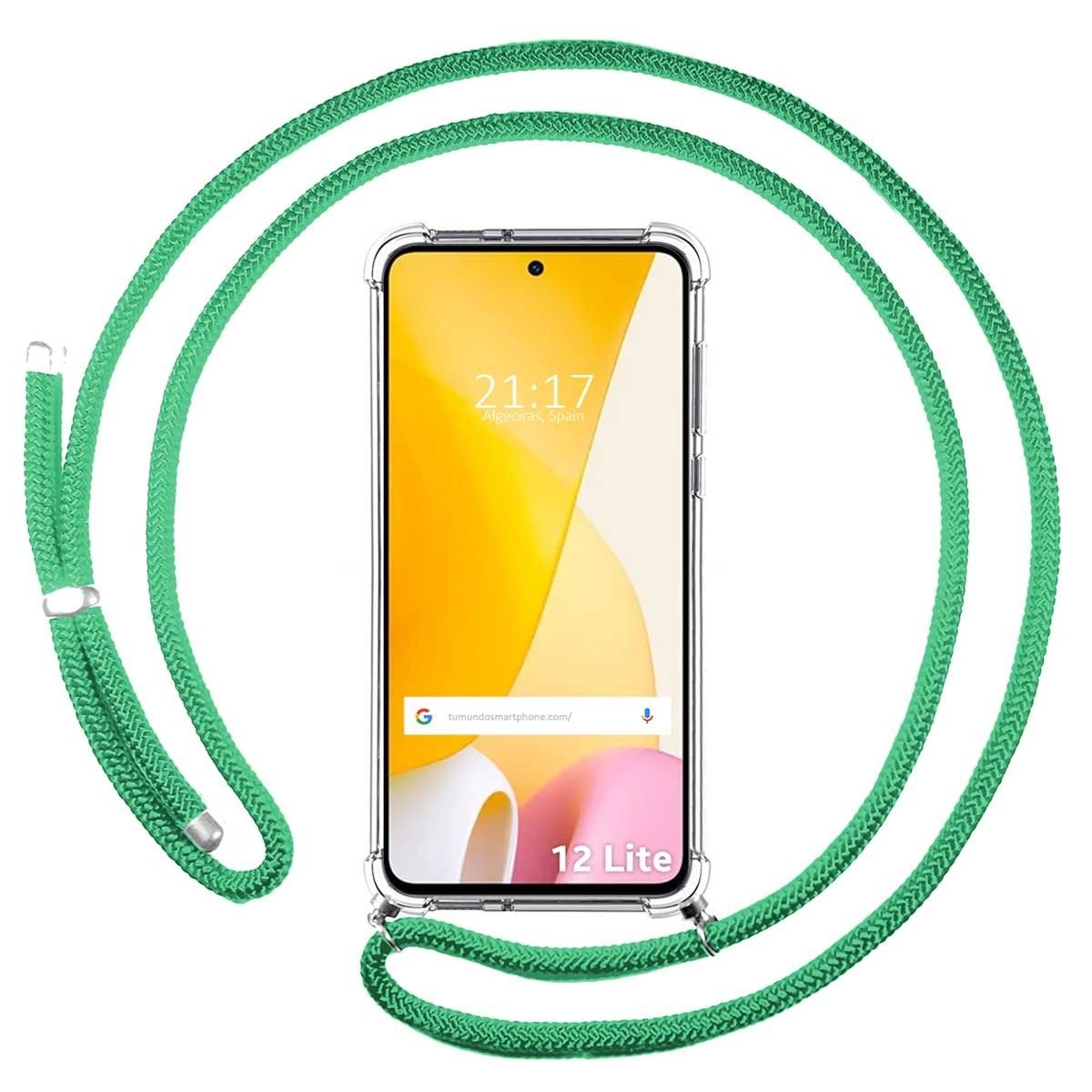 Funda Colgante Transparente para Xiaomi 12 Lite 5G con Cordon Verde Agua