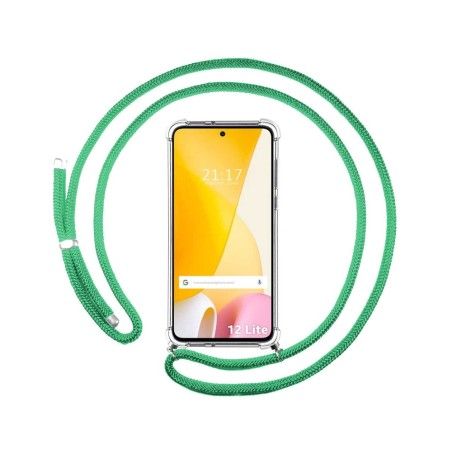 Funda Colgante Transparente para Xiaomi 12 Lite 5G con Cordon Verde Agua