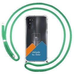 Personaliza tu Funda Colgante Transparente para Motorola Moto G52 4G con Cordon Verde Agua Dibujo Personalizada