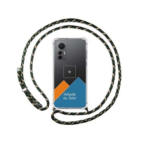 Personaliza tu Funda Colgante Transparente para Xiaomi 12 Lite 5G con Cordon Verde / Dorado Dibujo Personalizada