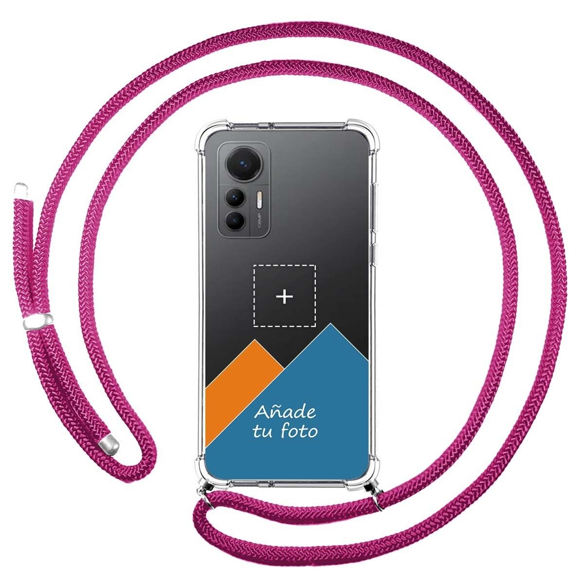 Personaliza tu Funda Colgante Transparente para Xiaomi 12 Lite 5G con Cordon Rosa Fucsia Dibujo Personalizada