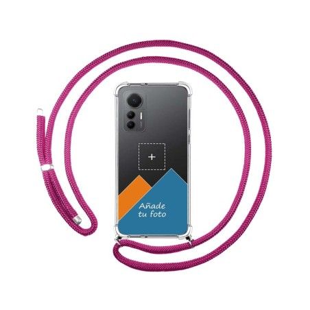 Personaliza tu Funda Colgante Transparente para Xiaomi 12 Lite 5G con Cordon Rosa Fucsia Dibujo Personalizada