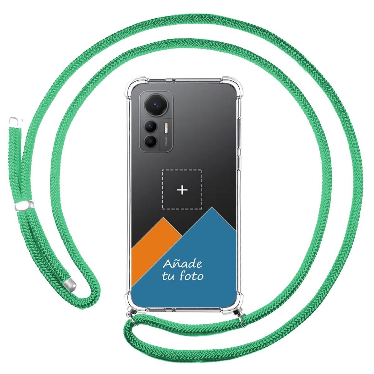 Personaliza tu Funda Colgante Transparente para Xiaomi 12 Lite 5G con Cordon Verde Agua Dibujo Personalizada