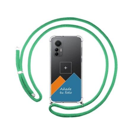 Personaliza tu Funda Colgante Transparente para Xiaomi 12 Lite 5G con Cordon Verde Agua Dibujo Personalizada