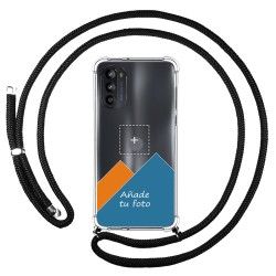 Personaliza tu Funda Colgante Transparente para Motorola Moto G52 4G con Cordon Negro Dibujo Personalizada
