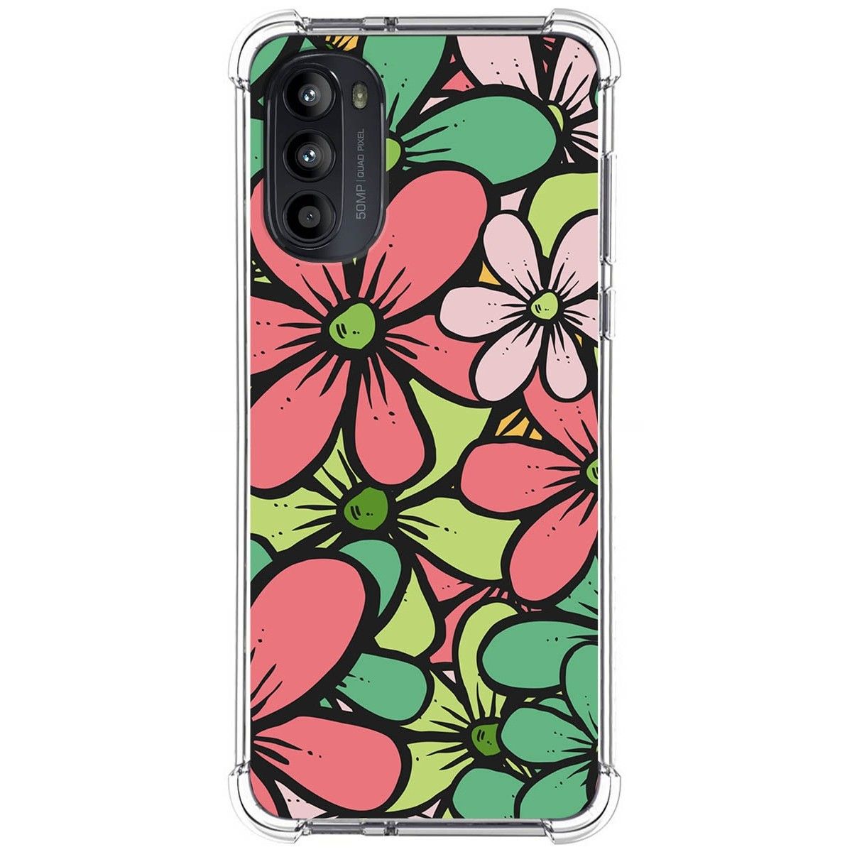 Funda Silicona Antigolpes para Motorola Moto G52 4G diseño Flores 02 Dibujos