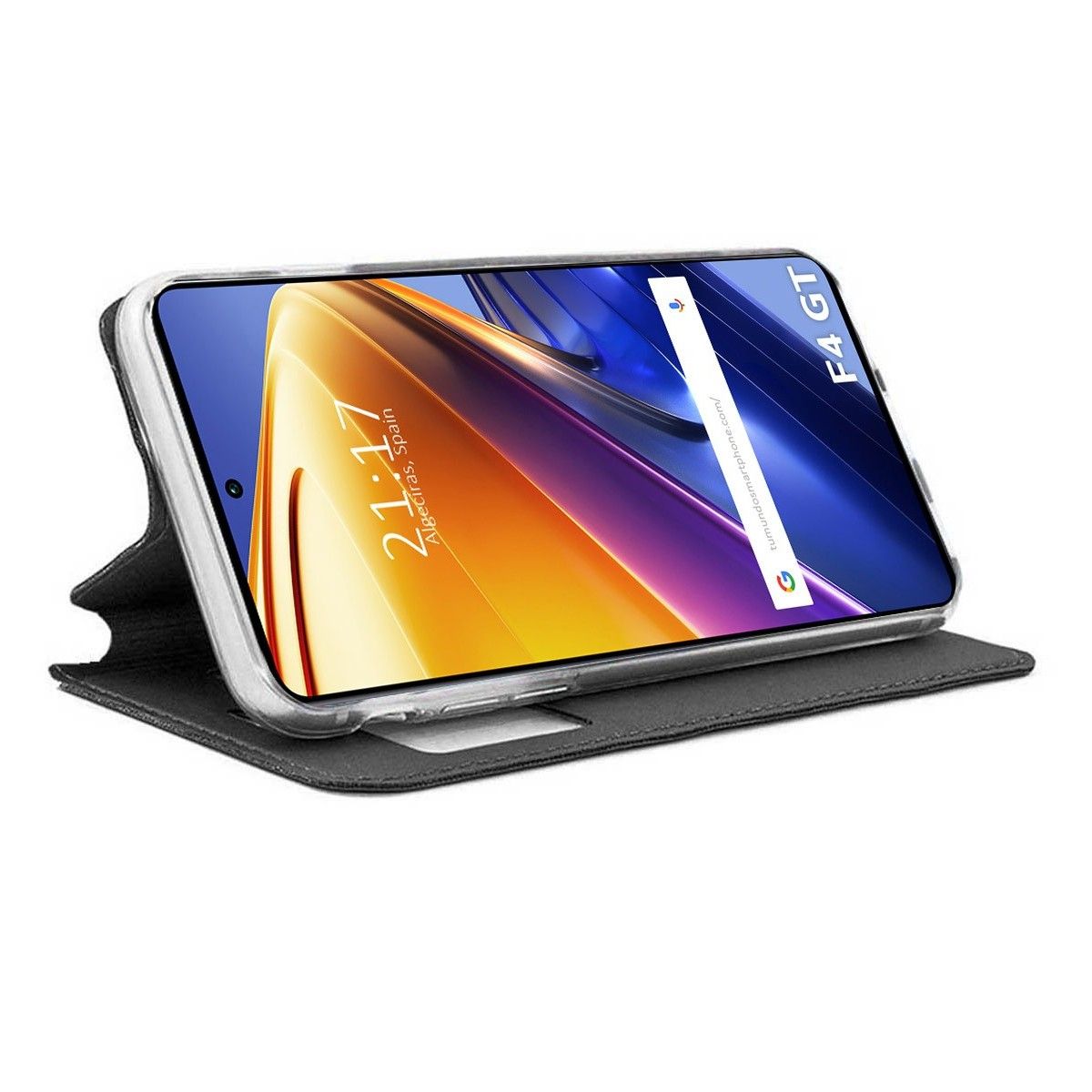 Funda Libro Soporte con Ventana para Xiaomi Poco F4 5G color Negra