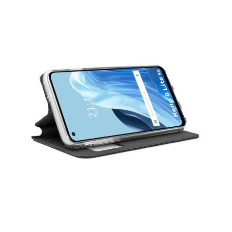 Funda Libro Soporte con Ventana para Oppo Reno 8 Lite 5G color Negra