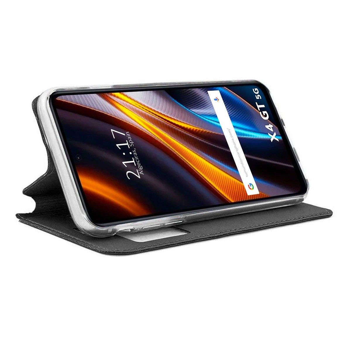 Funda Libro Soporte con Ventana para Xiaomi Poco X4 GT 5G color Negra
